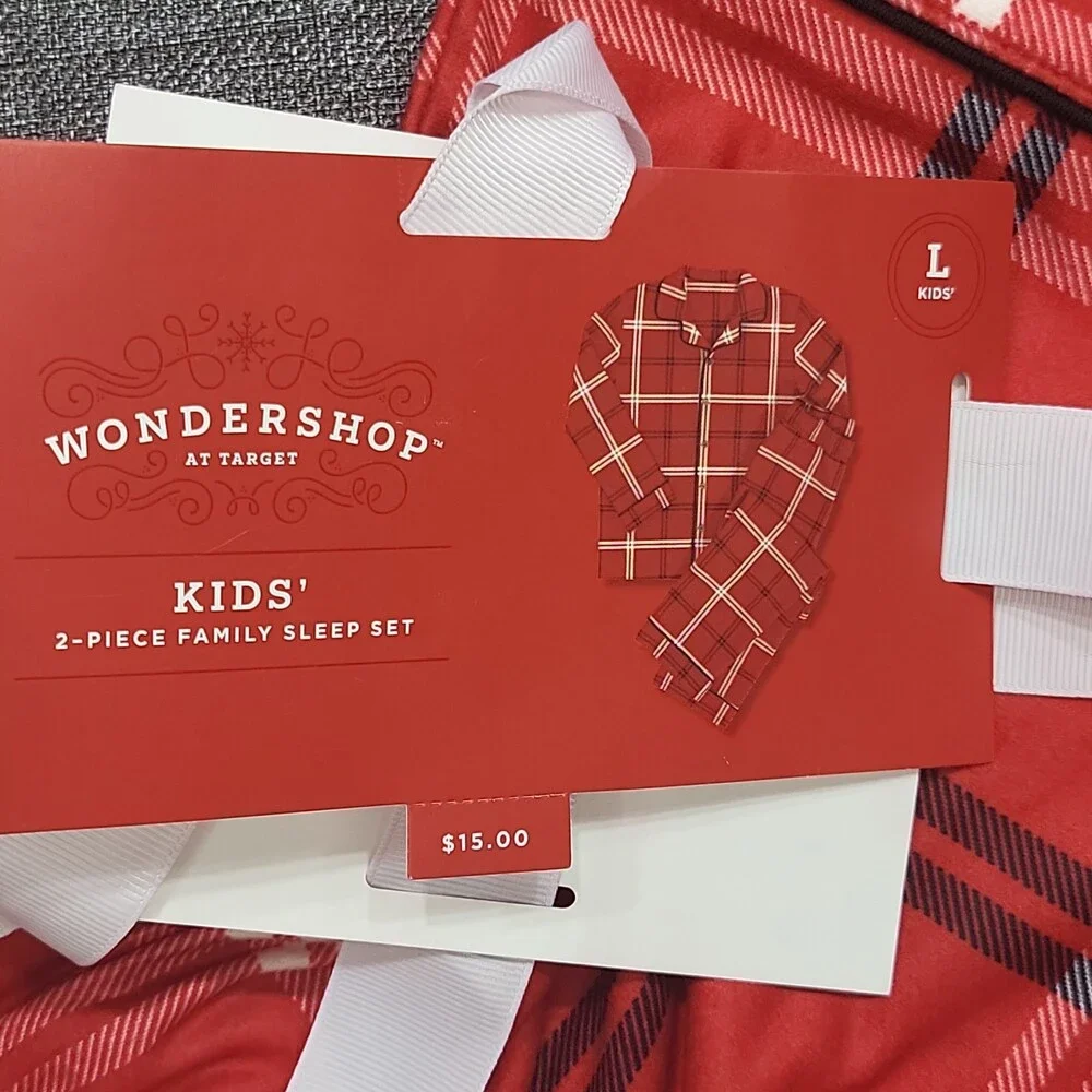 Wondershop Boys' Pajama Set Size Large 10/12 Red Holiday Christmas Sleepwear